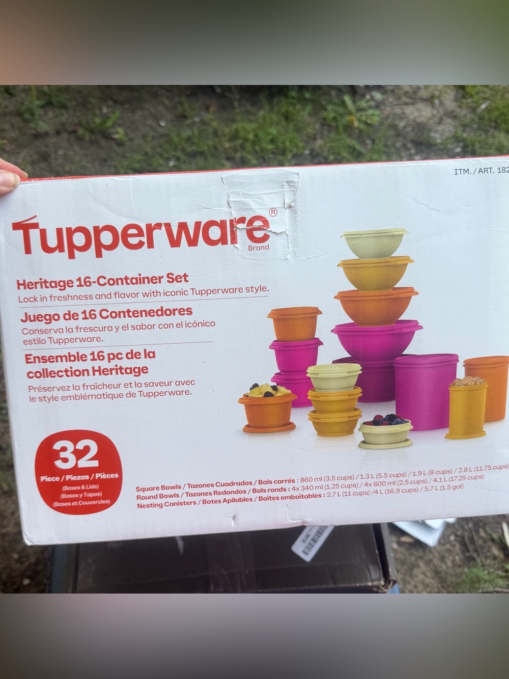 Tupperware Heritage 16-Container Set - Pink, Orange, Yellow, Cream